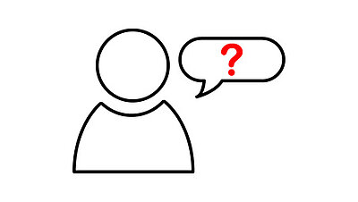 Grafik einer Person mit einer Sprechblase und einem Fragezeichen