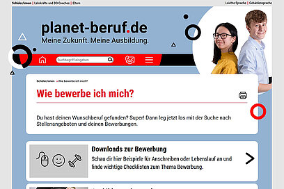 Ein Screenshot der Rubrik "Wie bewerbe ich mich?"