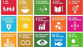 Liste der siebzehn Ziele für eine nachhaltige Entwicklung der Vereinten Nationen.