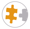 Icon mit zwei Puzzleteilen, die zueinander passen.