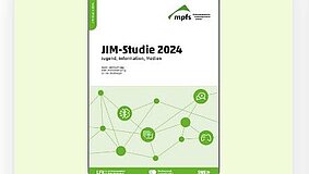 Titelbild der JIM-Studie 2024, Jugend, Internet, Medien mit vernetzten Symbolen zu digitalen Medien.