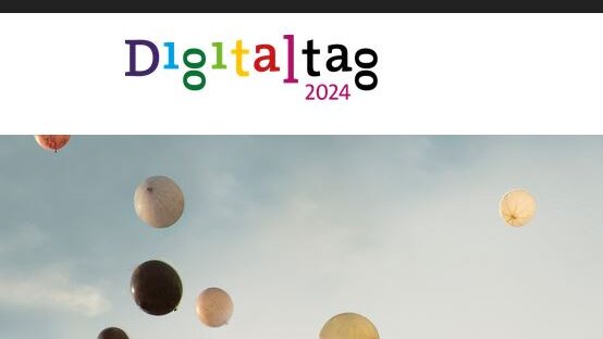 Logo zum Digitaltag 2024 mit Luftballons am Himmel.