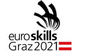 Logo zur Europameisterschaft der Berufe in Graz 2021, mit dem Symbol der österreichischen Fahne.