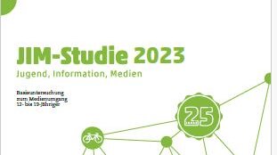 Titel der JIM-Studie 2023 - Jugend, Information, Medienverhalten junger Menschen, mit Netzgrafik.