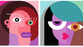 Collage von von zwei abstrakten Gesichtern