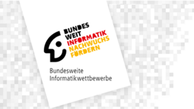 Grafik mit dem Text Bundesweit Informatiknachwuchs fördern und Bundesweite Informatikwettbewerbe.