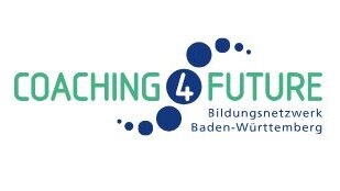 Logo von COACHING­4FUTURE mit gleichlautendem Text und Untertitel Bildungsnetzwerk Baden-Württemberg