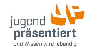 Logo zum Wettbewerb Jugend präsentiert mit Text JP - jugend präsentiert und Wissen wird lebendig.