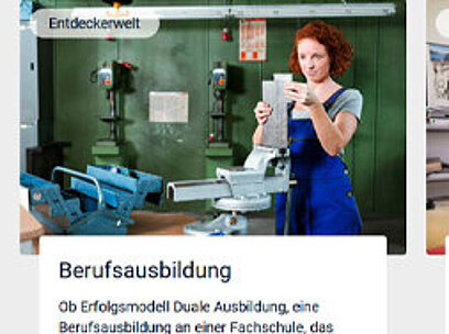 Screenshot der Website der Bundesagentur für Arbeit mit der Kachel Entdeckerwelt