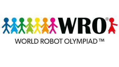 Logo zum Internationalen Roboterwettbewerb, der zur Welt-Roboter-Olympiade einlädt.