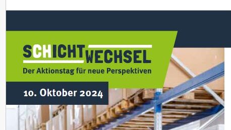 Logo zum Aktionstag Schichtwechsel, der Aktionstag für neue Perspektiven, am 10. Oktober 2024.