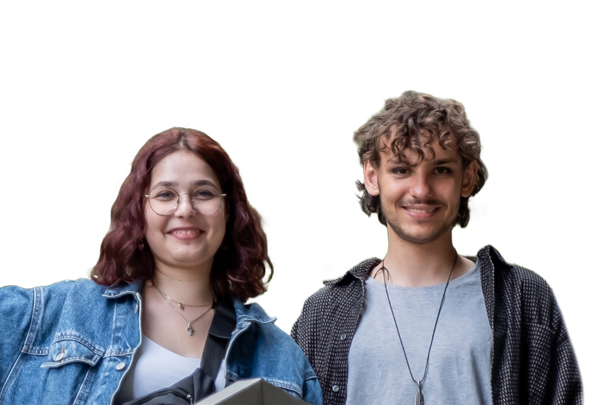 Porträtbild von Tarek und Emma.