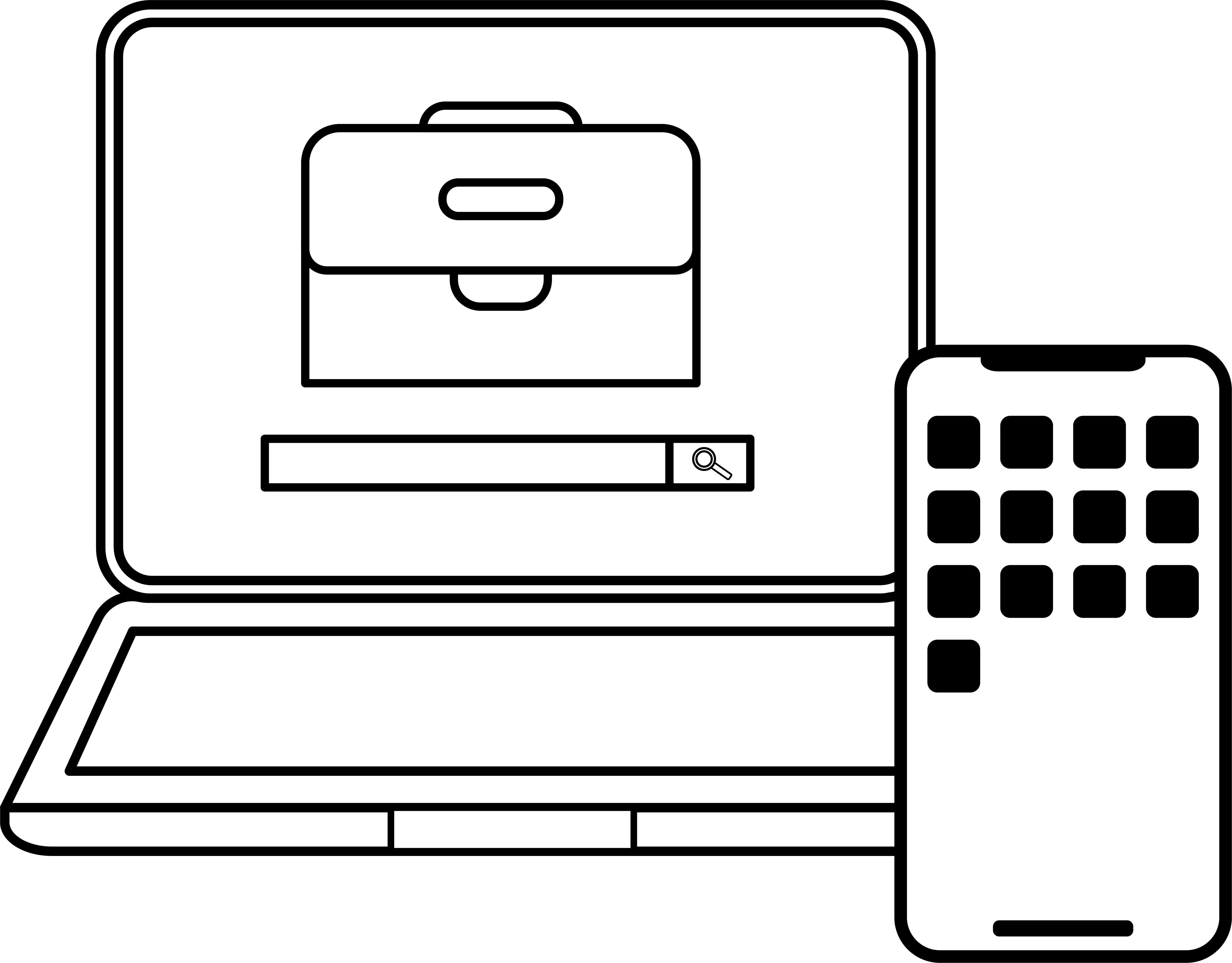 Icon Laptop neben Smartphone.